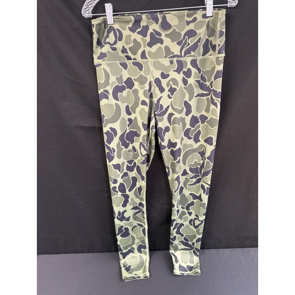 Billabong Come Back High Waisted Cotton Stretch Pull On Pants Green Print Sz XL